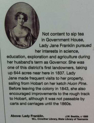 Lady Franklin who drove the settlement on the Huon River to grow and prosper