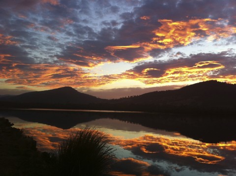 Red Dawning over the Huon River Tasmania.